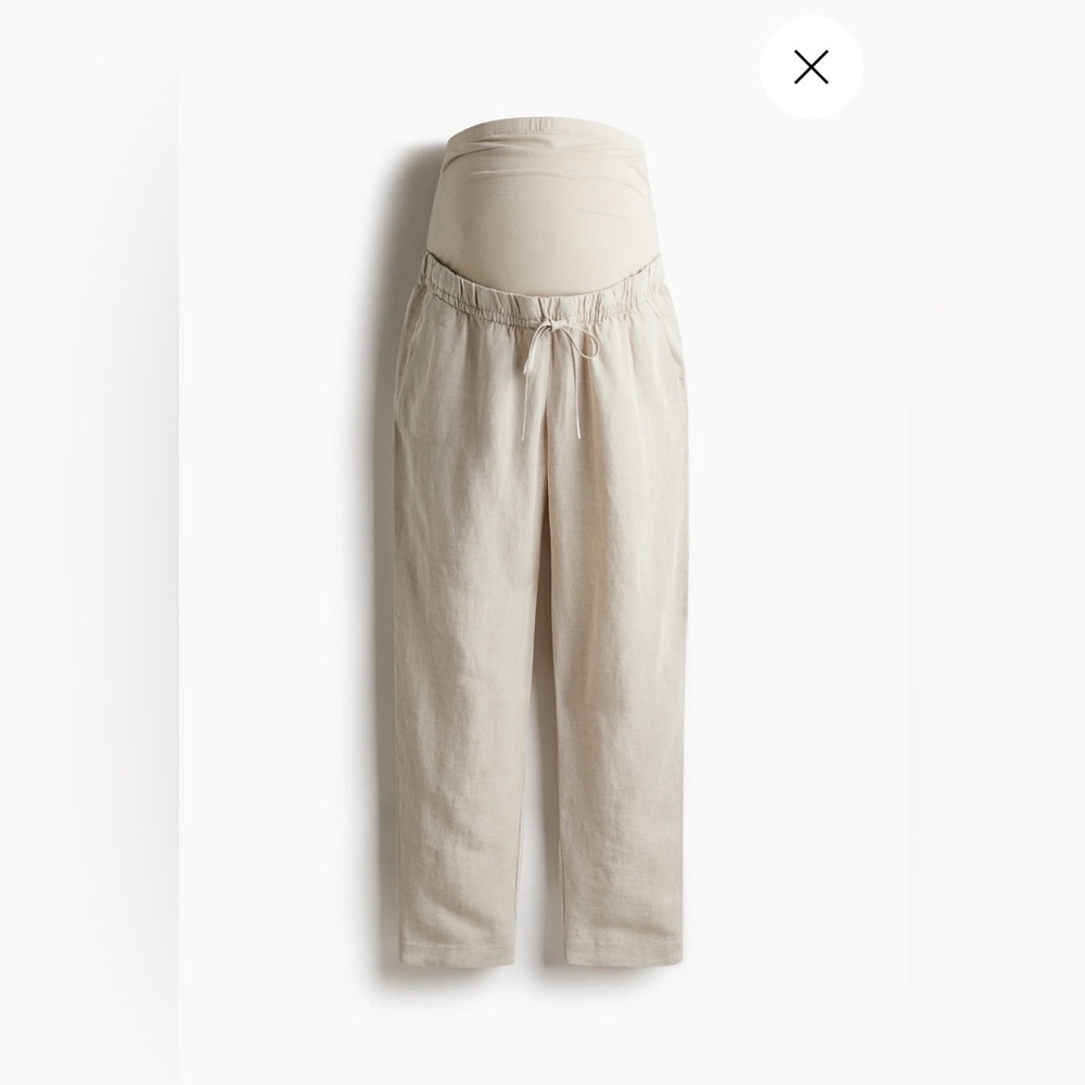 Women’s Maternity Beige Linen Blend Pants